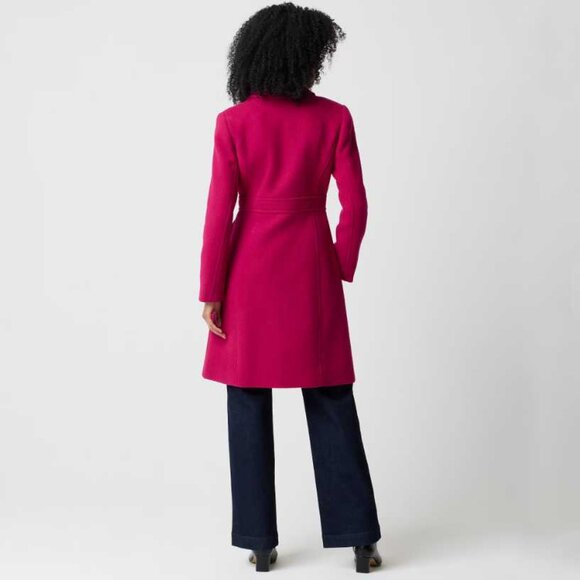 New 14 J Crew Factory wool-blend lady day coat in Brilliant Berry - Picture 3 of 11